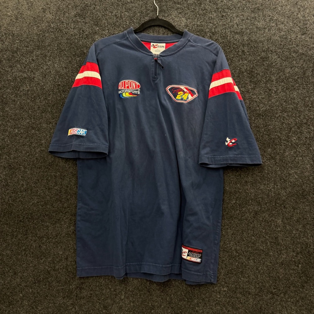 Vintage Chase Authentics NASCAR Jeff Gordon 24 DuPont Navy 1/4 Zip Shirt Mens L
